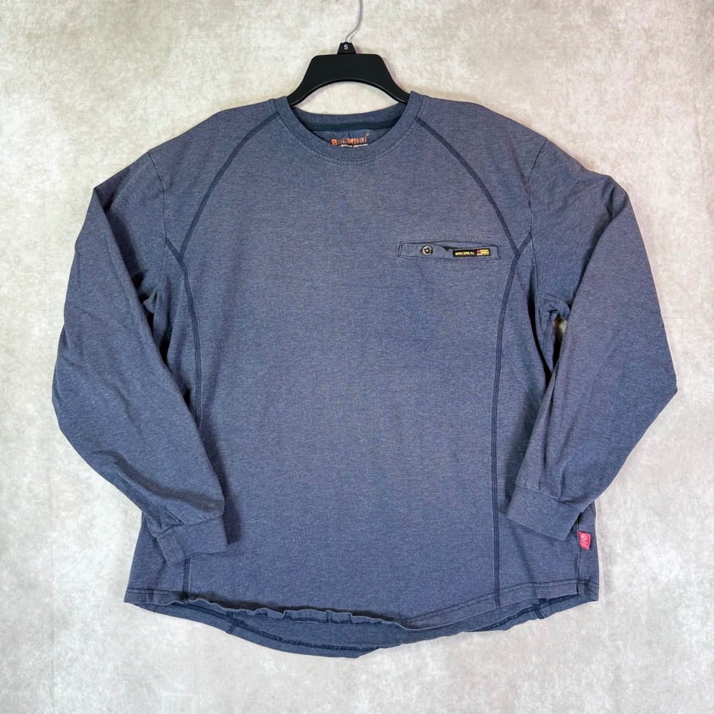 Bocomal T-Shirt Men XL Navy Heather Solid Flame Resistant Long Sleeve FRC5622